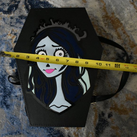 new Corpse Bride Emily LARGE 3D HOLOGRAPHIC Leather Large Coffin BAG Backpack - Picture 13 of 13